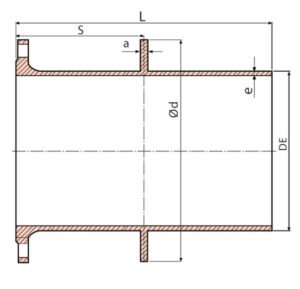 Flanged spigot ductile iron pipe with puddle