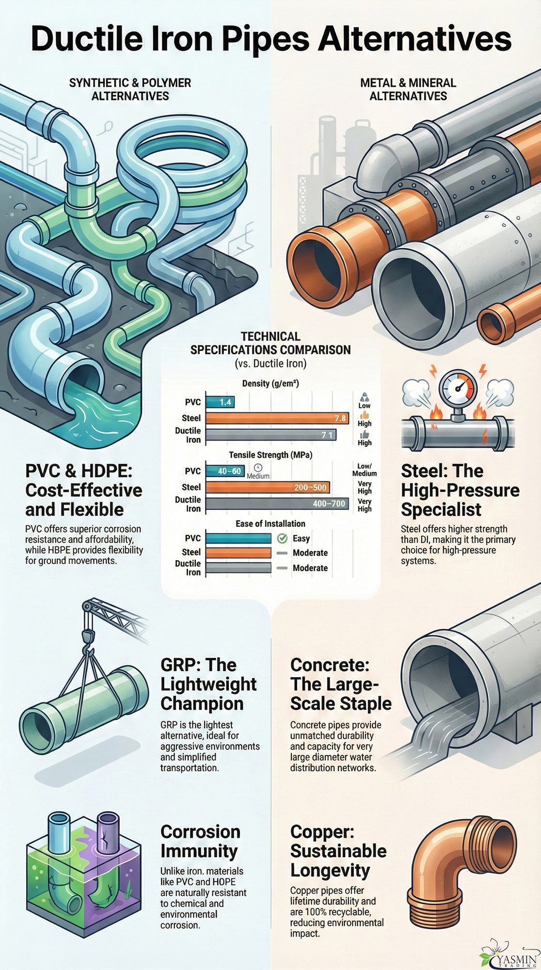 ductile iron pipe alternatives infographic