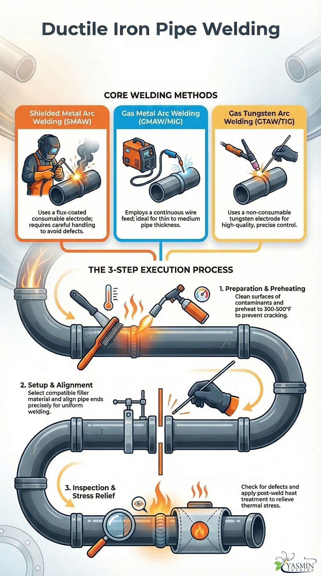 ductile iron pipe welding infographic