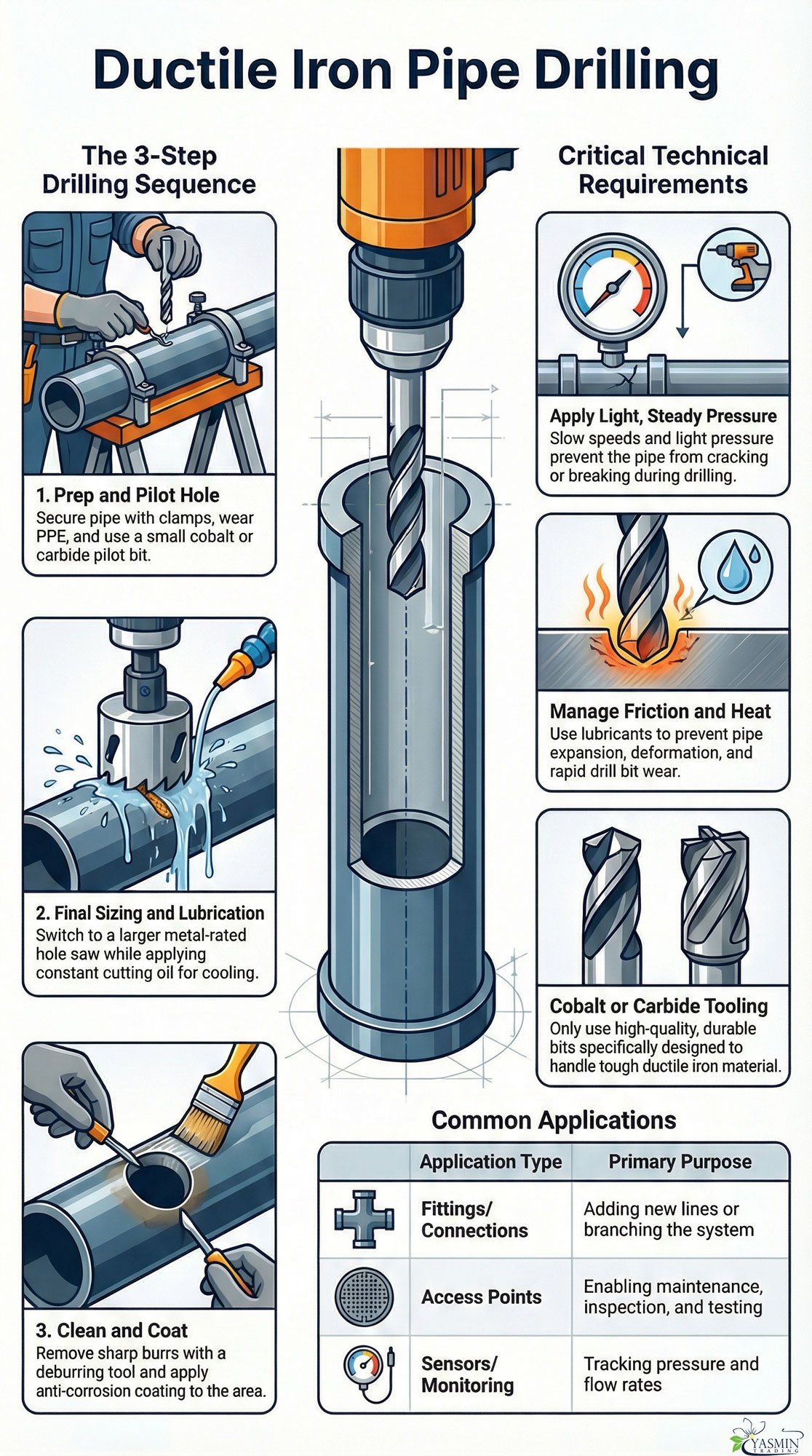 ductile pipe drilling infographic