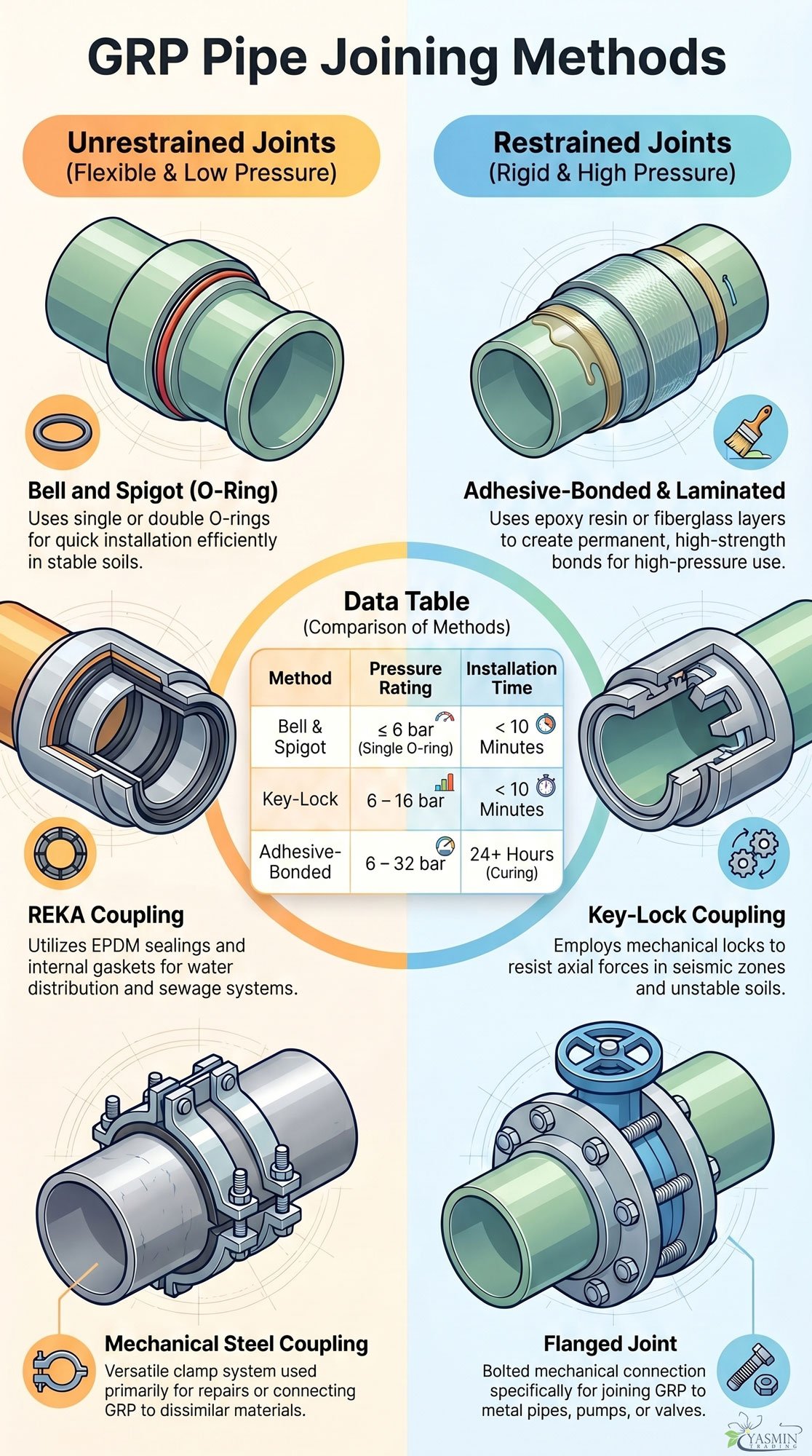 GRP Pipe Joining Methods infographic