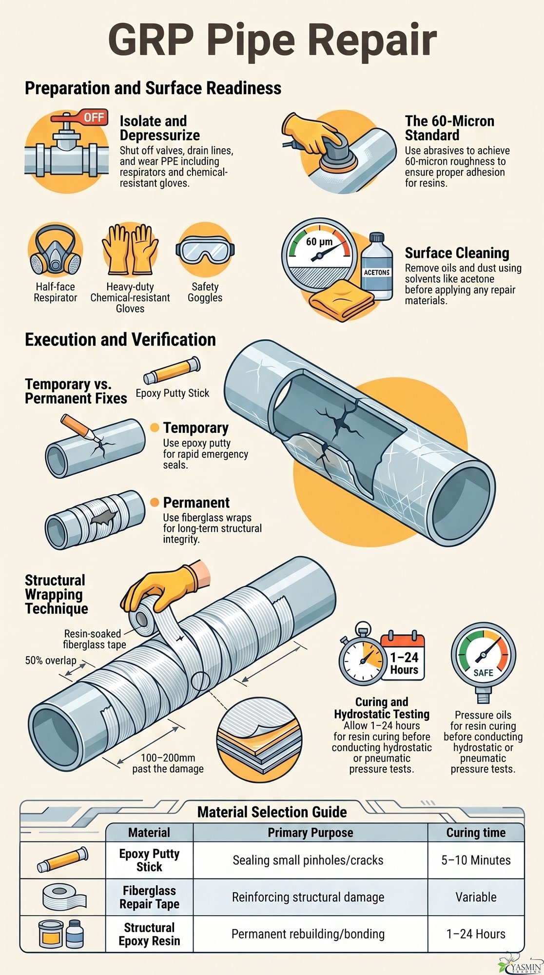 GRP pipe repair infographic